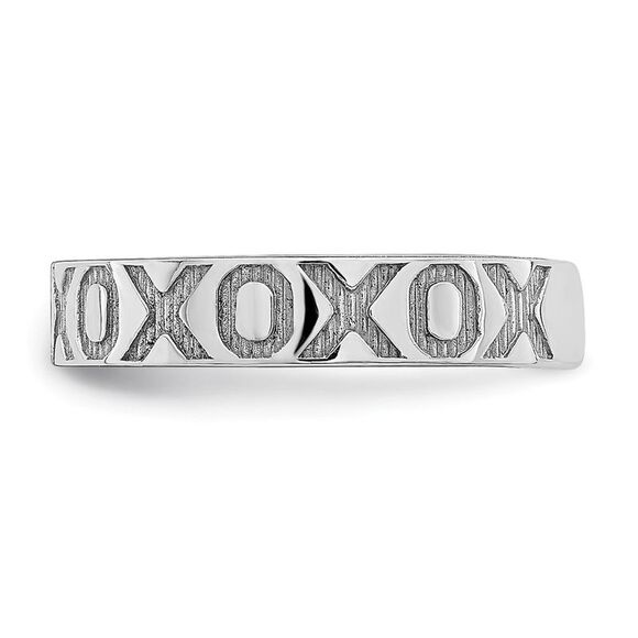 14k White Gold X & O Pattern Toe Ring